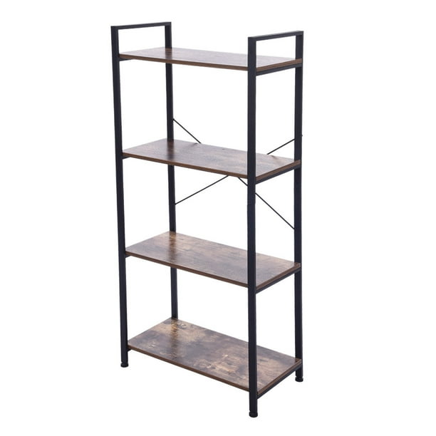 Open Narrow Bookshelf Antique Wooden And Metal Shelf ...