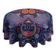thumbnail image 4 of Round Waterproof Tablecloth 60×60 Inch, Gypsy Bohemian Style Art Pattern Reusable Indoor/Outdoor Durable Table Cover for Party Kitchen Dinner Room Decor, 4 of 6