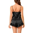 thumbnail image 3 of Unique Bargains Women's Satin Sexy Lingerie Cami Tops with Shorts Sleepwear Pajamas Sets, 3 of 5
