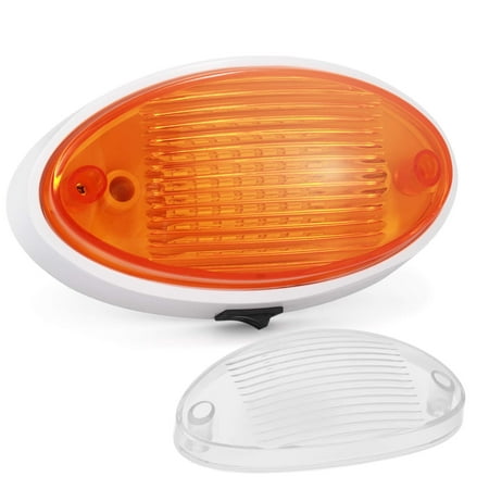 Kohree LED RV Exterior Porch Utility Light with Switch 12v Replacment Light for RVs, Trailers, Campers, 5th Wheels. 360 Lumen, White Base, Included Clear and Amber Lenses