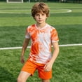 thumbnail image 2 of Weebloom Kids Boys Summer Athletic Outfit Girls Football Quick Drying Training Shirt Shorts Set Basketball Tracksuit Shorts T Shirt Sportsuit Boy Running Sports Clothes Set 9-10 Years Orange, 2 of 6