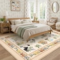 thumbnail image 4 of GlowSol 4x6 Washable Area Rug - Machine Washable Non-Slip TPR Backing, Hand-Drawn Pet & Floral Carpet for Living Room Bedroom Entryway, Rice, 4 of 8
