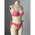 thumbnail image 4 of Top-kevin 2 Piece Women's Gingham Check Bikini Set - Red & White Ruffle Triangle Top with Bow Detail & High Waisted Tie Side Bottom Cute Sexy Swimwear for Beach Summer Vacation, 4 of 5