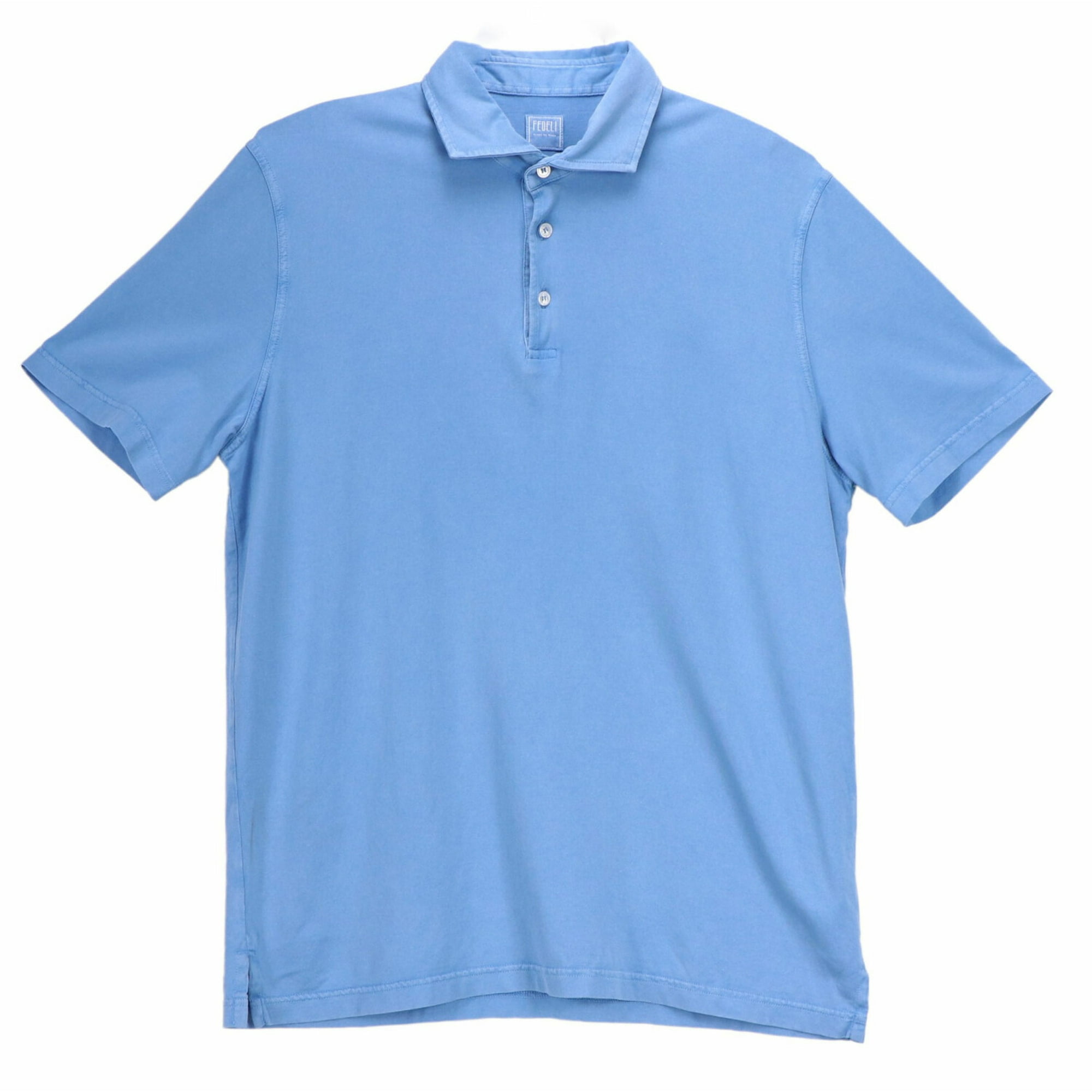 Fedeli Men's Blue Zero MM. Jersey Giza Organic Shirt Polo