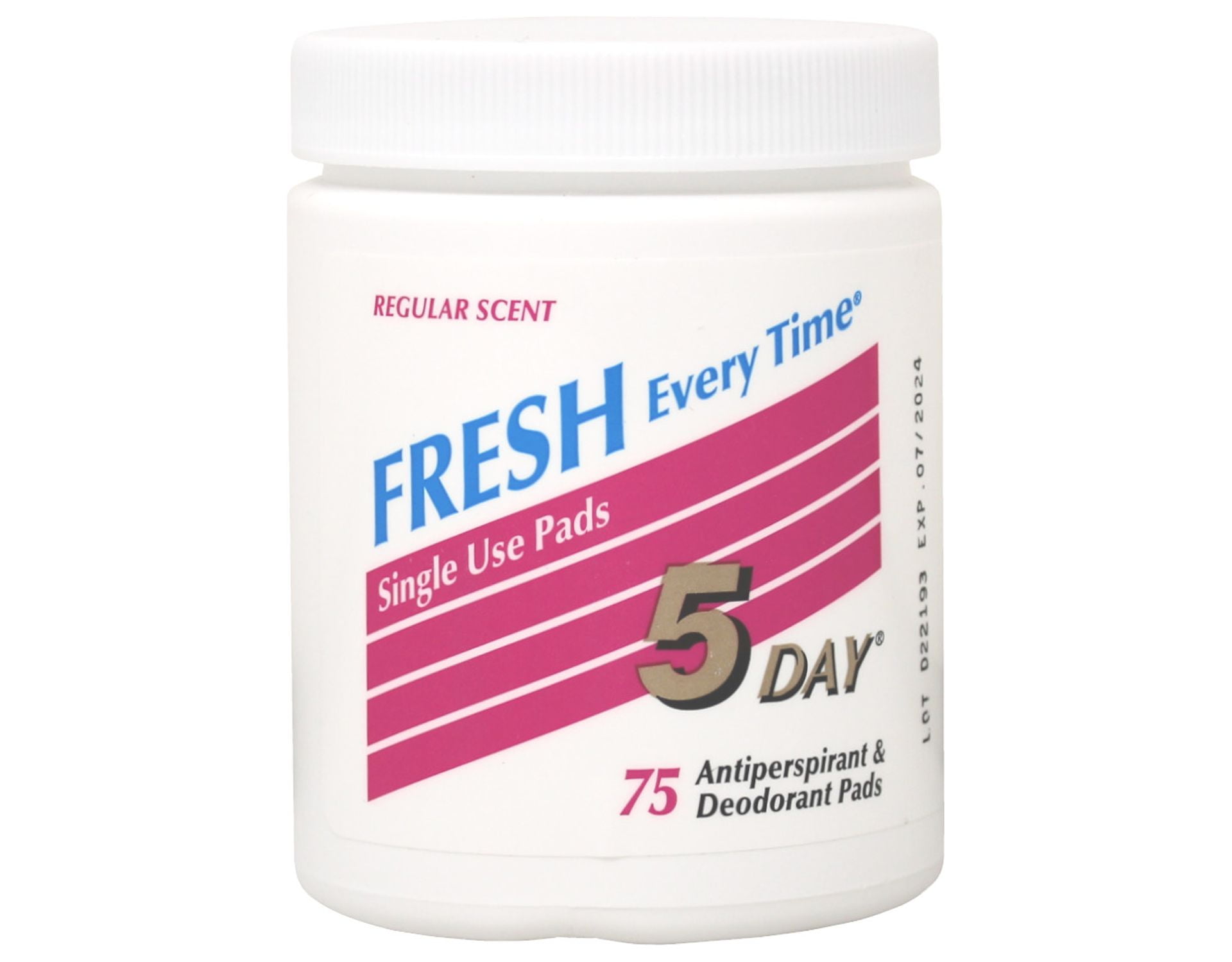 5 Day Antiperspirant And Deodorant Pads, Regular Scent - 75 Each, 2 Pack