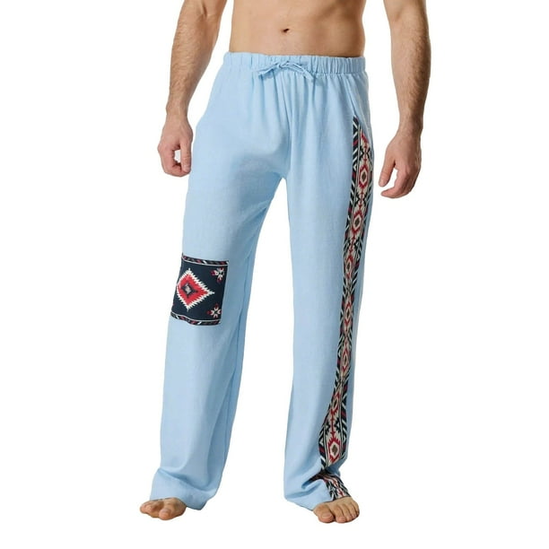 Pantalones largos para hombre, estampados, con cintura elástica y cordón, informales, holgados, de pierna recta