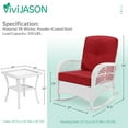 thumbnail image 3 of VIVIJASON 3-Piece Outdoor Conversation Bistro Set, Patio Wicker Rocking Chairs Rattan Furniture Sets w/ 2 Rattan Chairs, Cushions, Glass Top Side Table for Garden Porch Backyard (White Wicker/Red), 3 of 7