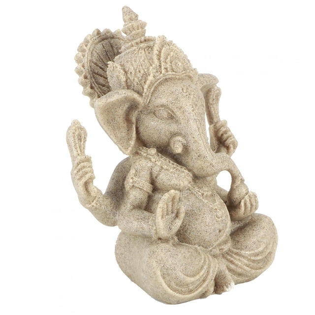 Goick Estatua de Elefante de Ganesha de Arenisca, Estatua de Ganesha de Resina de Arenisca India Hecha a Mano, Escultura de Buda, decoración para decoración del hogar, Regalos artesanales