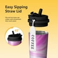 thumbnail image 3 of 18oz Travel Coffee Mug, 316 Stainless Steel Vacuum Insulated Tumbler with 2-in-1 Straw Lid & Strap, Liquid & Marble Print, 3 of 6