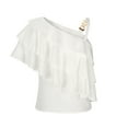 thumbnail image 5 of HAPIMO Women's Trendy Loose Tops Tunic Sleeveless One Shoulder Ruffle Pullover Elegant Casual Relaxed Blouses for Teen Girls Summer Tees Solid Color White XL, 5 of 9