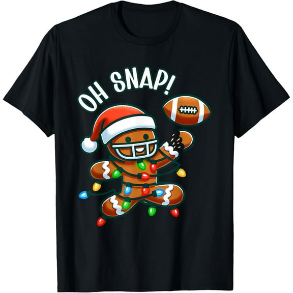 Funny Gingerbread Man Pajamas & PJs Xmas Holiday Oh Snap Gingerbreadman Christmas Football T-Shirt TShirt