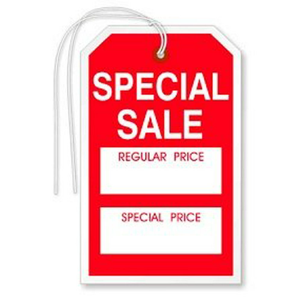 Special Sale/Reg Price Tags, White Stock, Red Ink, with String, 2" x 3.
