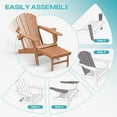 thumbnail image 4 of FODINGHILL Folding Adirondack Chair with Ottoman, Adjustable Backrest HDPE All-Weather Firepit Chair with Cup Holder, Teak, 4 of 8