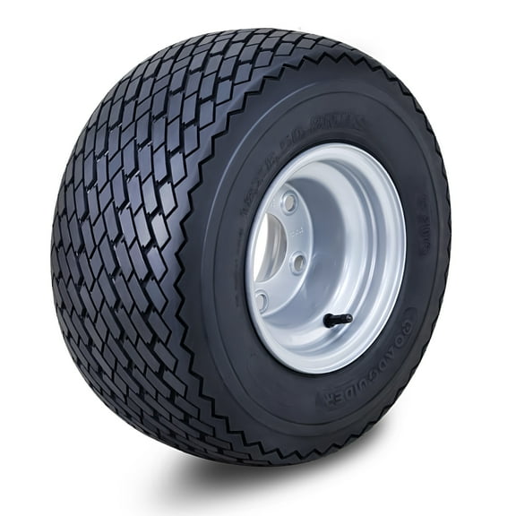 ROADGUIDER Golf Cart Tire Wheel Assembly 18X8.5-8 4-Ply /w 5 Lugs on 4.5" PCD Silver Rim Installed