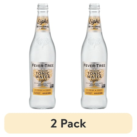 (2 pack) Fever-Tree Light Premium Tonic, 500 ML Glass Bottle, 0% ABV