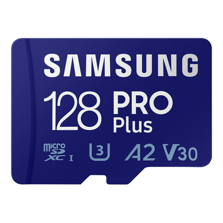 Samsung PRO Plus MB-MD128KA - Flash memory card (microSDXC to SD adapter included) - 128 GB - A2 / Video Class V30 / UHS-I U3 / Class10 - microSDXC UHS-I