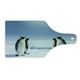 thumbnail image 2 of Sea Animals Cutting Board, 2 Pairs of Penguins Facing Each Other at South Sunny Antarctica, Tempered Glass Cutting and Serving Board, Wine Bottle Shape, Purple Grey Black White, by Ambesonne, 2 of 5