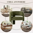 thumbnail image 7 of AFO Modern Barrel Accent Chair Upholstered Club Chair with 7.5" Extra Thick Cushion Unique 3-Leg Reading Armchair for Living Room Bedroom Vanity Green, 7 of 7