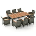 thumbnail image 2 of Costway 9 PCS Outdoor Wicker Dining Set with Acacia Wood Table and 8 Armchairs, 2 of 9
