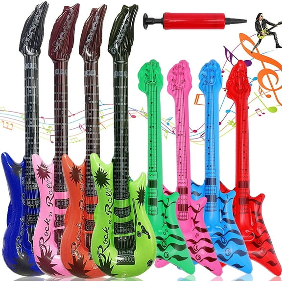 Inflatable Guitar,Waterproof Party Props Guitars,36In Reusable Inflatable Guitar & 23In Bass Guitar Toys,Assorted Color Guitar Inflatable for Kids Karaoke Themed Party,Rock and Roll Party Favors