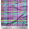 thumbnail image 1 of Soimoi Satin Silk Fabric Gingham Check Printed Fabric 1 Yard 42 Inch Wide, 1 of 3