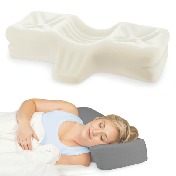 Therapeutica Lite Cervical Orthopedic Foam Pillow - Neck Support Pillow for Side & Back Sleepers - Ergonomic Pillow for Neck Support, Relief, & Spinal Alignment – Petite Size, Medium Firmness, Gray