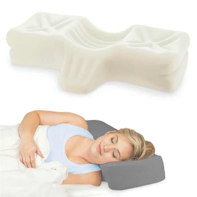 Therapeutica Cervical Orthopedic Foam Pillow - Neck Support Pillow for Side & Back Sleepers - Ergonomic Pillow for Neck Support, Relief, & Spinal Alignment – Large Size, Firm, Gray