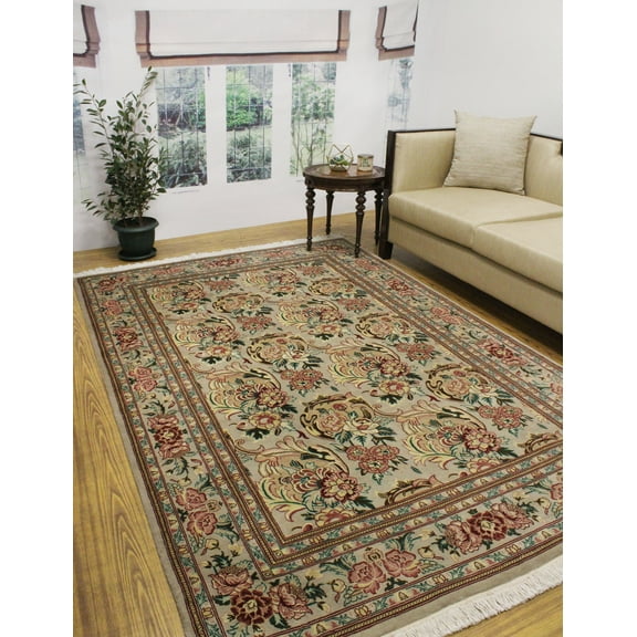 William Basarabian Lt. Grey/Red Rug, 5'11" x 9'1"