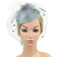 thumbnail image 3 of Women's Feather Fascinators Hat - Hair Pin Cocktail Headwear Pillbox Hat  Gray (One Size), 3 of 6