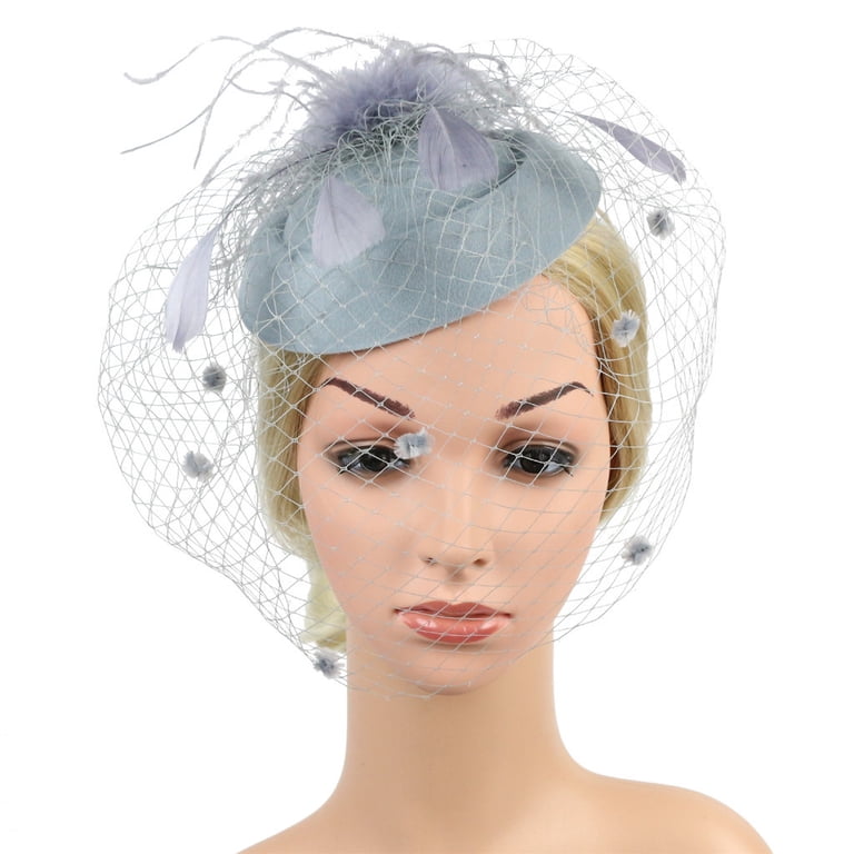 Women\'s Fascinators Hats with Veil Headwear Gray SILVE Grey Fascinator Birdcage Veil Hat Fascinator Grey  main image 3