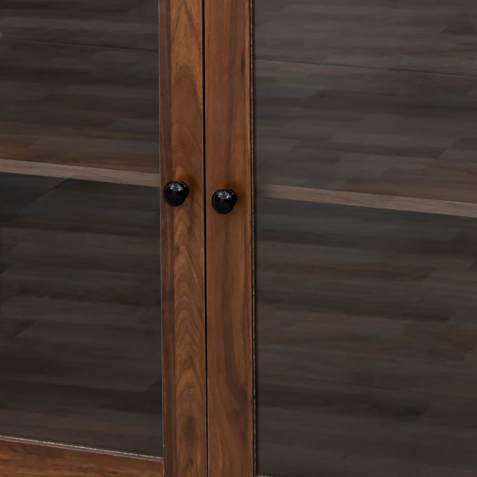 Aukfa Large Kitchen Hutch Cabinet, Pantry Cabinets w/ 4 Doors & Microwave Shelf, Walnut
