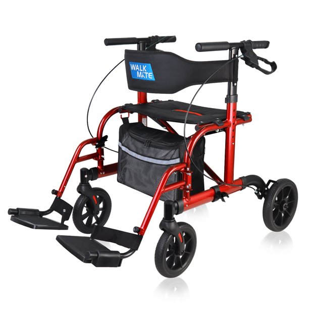 Walkmate Rollator Walker with Transport Wheelchair, Dual Function