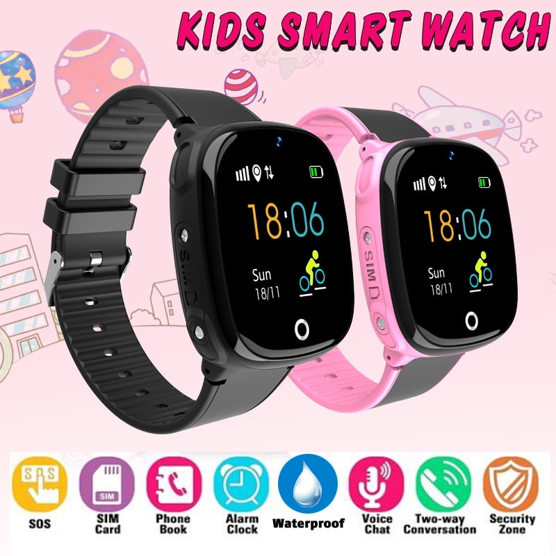 Electronic HW11 Smart Watch Kids GPS Bluetooth Pedometer Positioning IP67 Waterproof Watch for Children Safe Smart Wristband Android IOS black