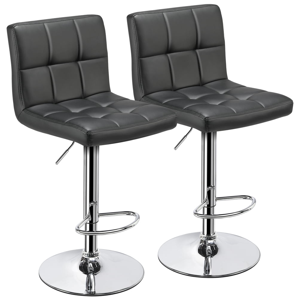 SmileMart Adjustable Armless Modern Faux Leather Swivel Bar Stools, Set