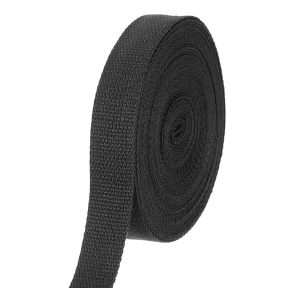 Uxcell Cotton Webbing 1 Inch 11 Yard Polyester Cotton Weave Webbing Strap Twill Tape Ribbon for Arts and Crafts Webbing Tote Bag Handles Cloth Belt Making Outdoor Supplies, Black