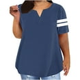 thumbnail image 2 of Goodtrade8 Navy Tops for Women Plus Size Short Sleeve Color Block Plus Size Casual V-Neck Womens Shirts Plus Size, 2 of 6