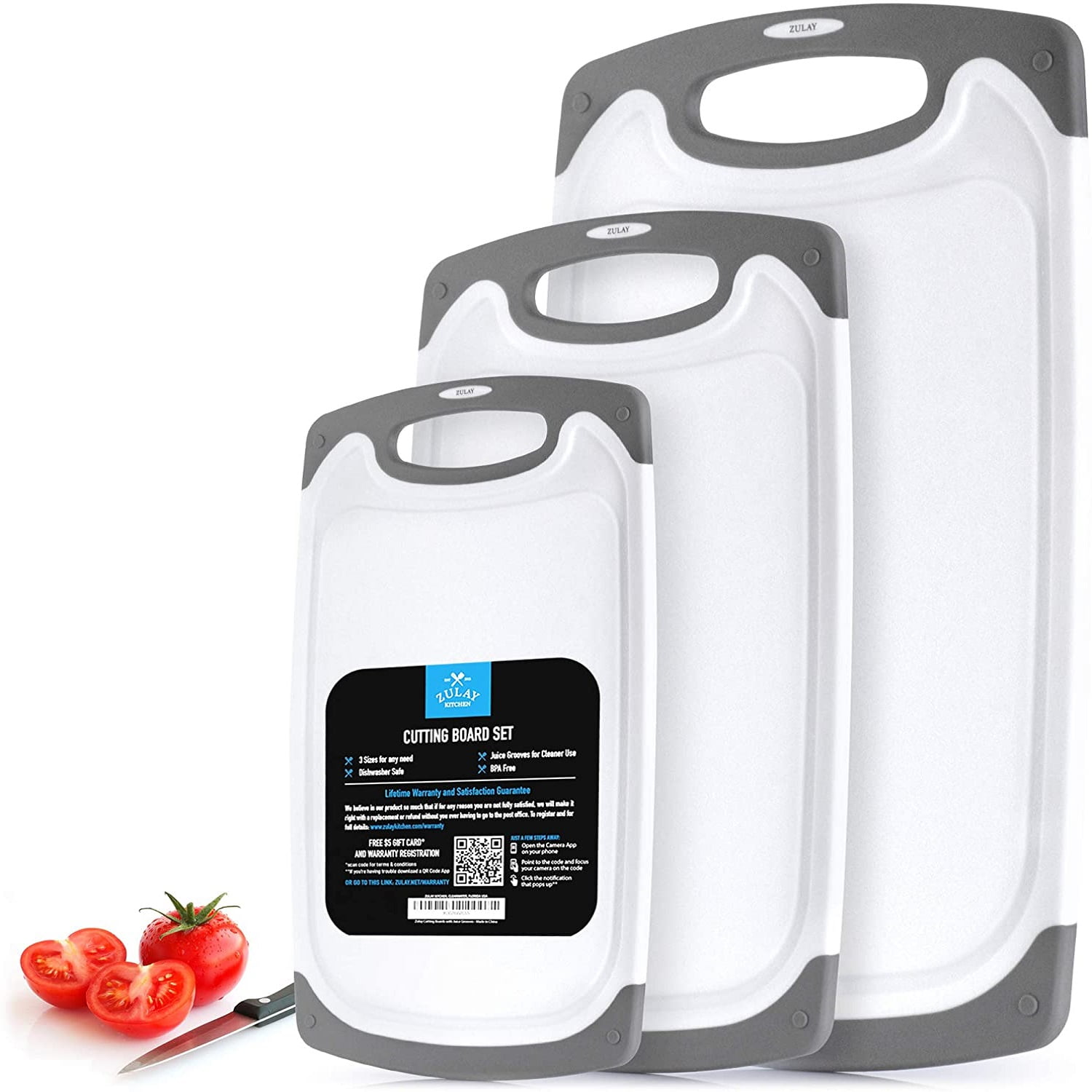 Kitchen Cutting Board, Juice Grooves with Easy-Grip Handles (3-Piece Set) Kitchen Cutting Board, Juice Grooves with Easy-Grip Handles (3-Piece Set)