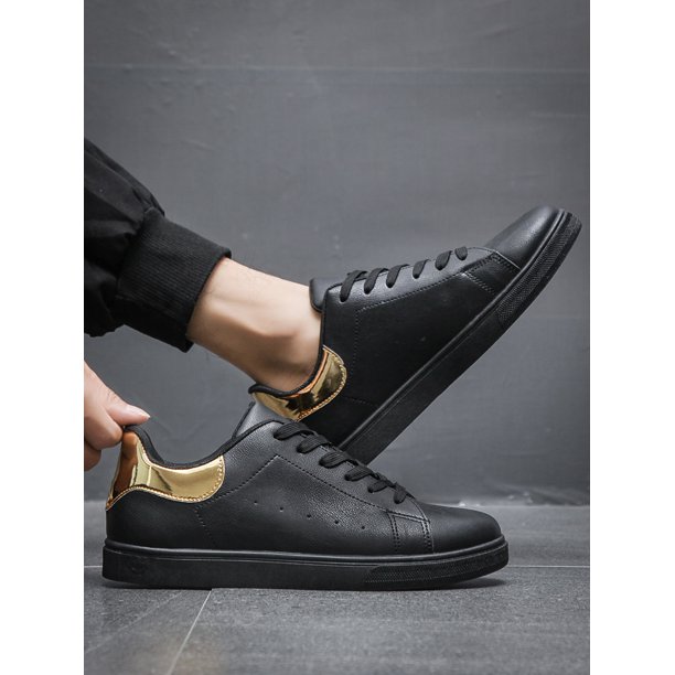 White Colorblock Skate Shoes For Men, Lace-Up Front Minimalist Sneakers Manfinity Basics