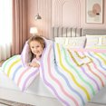 thumbnail image 3 of meiyoeat Glitter L Initial Full Size Bedding Sets for Girls Kids, Rainbow Stripe Monogram Full Size Bed in a Bag, Gold Pastel, Pink Reversible, 7pcs, 3 of 6