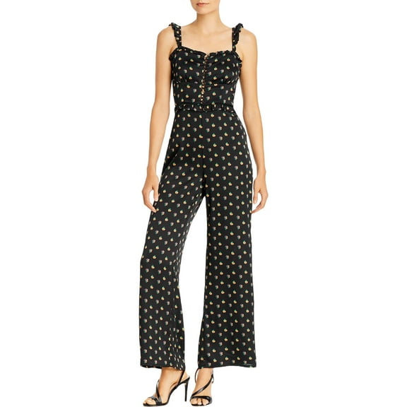 Aqua Womens Floral Ruffled Jumpsuit