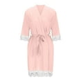 thumbnail image 3 of Hvyesh Women's Lace Trim Satin Kimono Elegant Long Sleeve Bathrobes for Bride and Bridesmaid Wedding Gifts, 3 of 6
