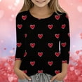 thumbnail image 2 of EnJoCho Valentines Day Tops for Girls Novelty Heart Graphic T Shirts 3/4 Sleeve Spring Tee Crew Neck Cute Blouses Youth Wear Clothing Apparel, 2 of 5