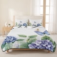 thumbnail image 3 of Full Quilt Set 78''x90'', Flower Butterfly Lightweight Summer Bedspread Coverlet Set with 2 Pillow Shams, Blue Purple Watercolor Wilflower Breathable All Season Quilt Bedding for Bedroom/Guest Room, 3 of 9