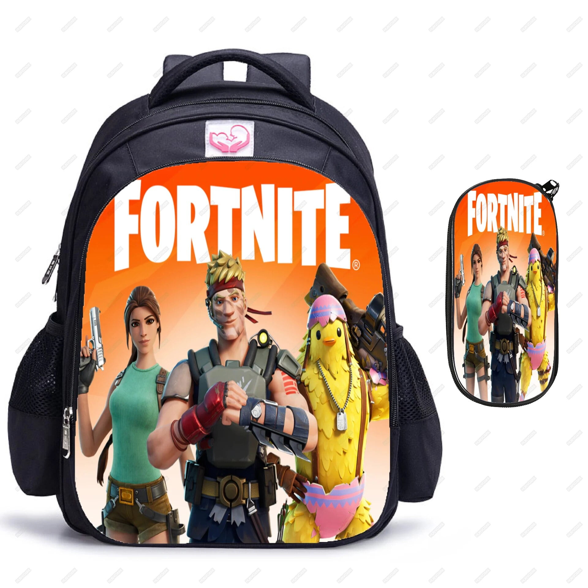 2pcs Fortnite Backpack School Bag for Boys Girls Pencil Case