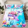 thumbnail image 2 of Erosebridal Sealife Whale Sheet Set Twin,Marine Animal Bedding Sets Twin Size,Uderwater World Decor,Breathable,3pcs, 2 of 7