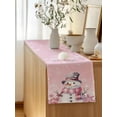 thumbnail image 5 of Table Runner 108 Inches Long for Kitchen Dining, Pink Snowman Christmas Dresser Scarf Farmhouse, Dining Table Decorations for Wedding/Parties, Xmas Pink Snowflake Winter 13 x 108 In, 5 of 9