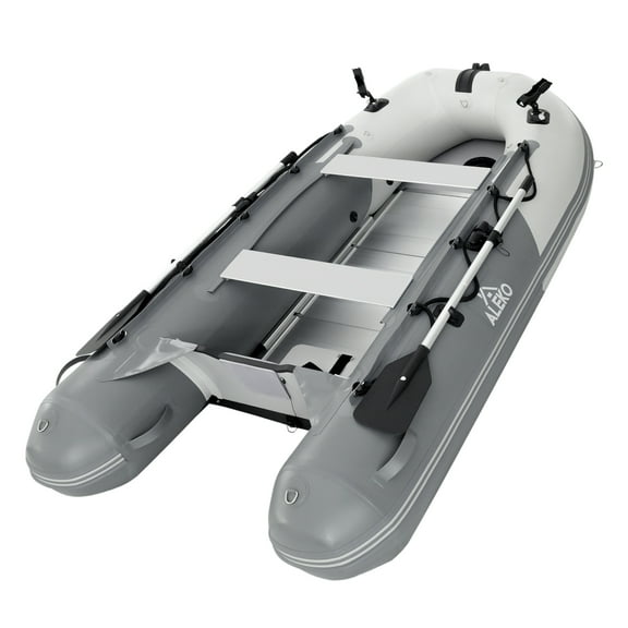 ALEKO Inflatable Fishing Boat with Aluminum Floor 10.5 ft Light and Dark Gray