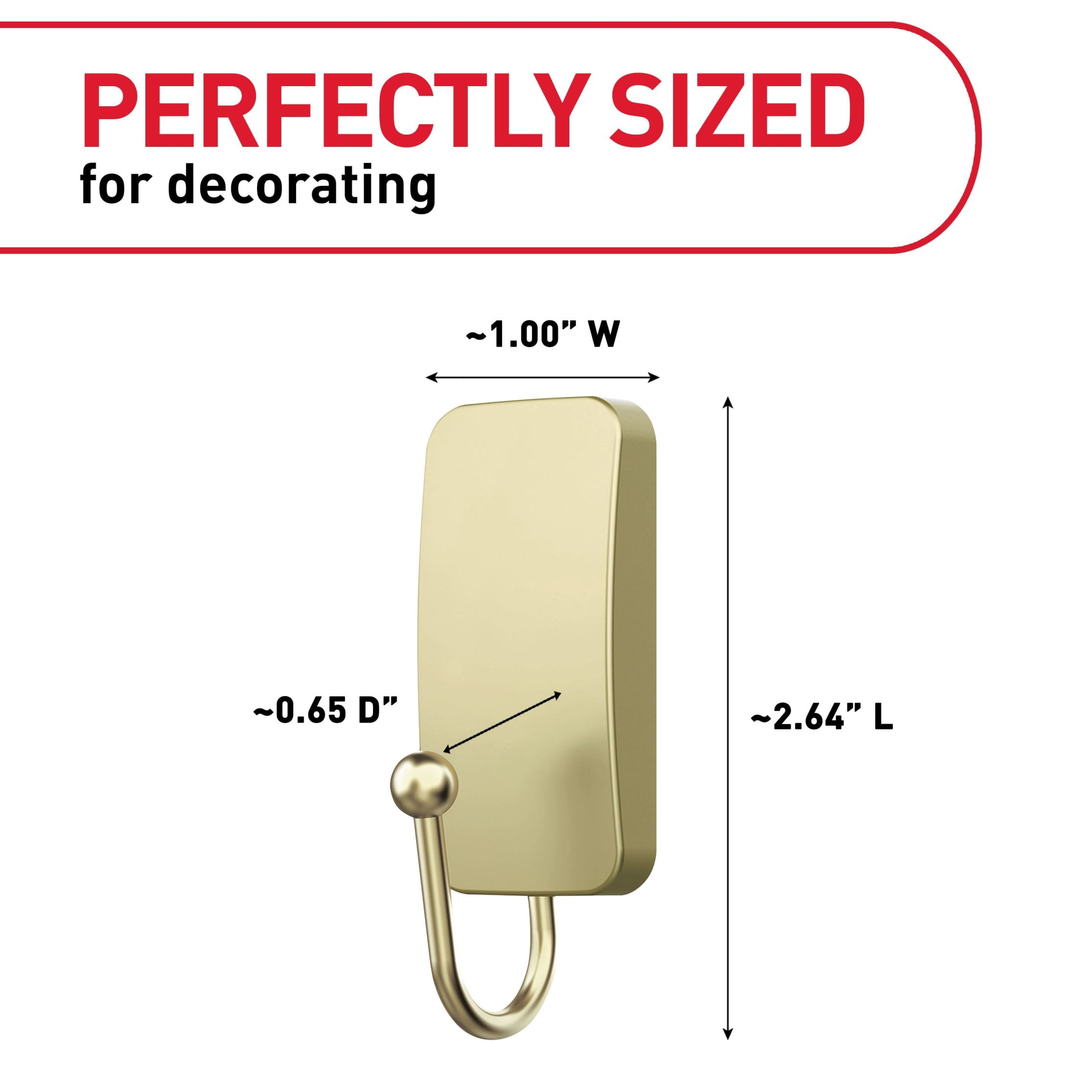 Command Bath Small Brass Finish Double Hook 2 Pack