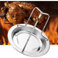 thumbnail image 1 of 1 Pc Green Stainless Steel Roast Chicken Rack Duck Rotisserie Rack Barbecue Grill Tools Silver, 1 of 5