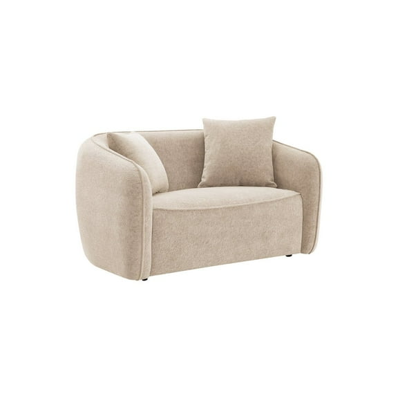 ACME Keith Chenille Fabric Upholstered Loveseat with 2 Pillows in Beige